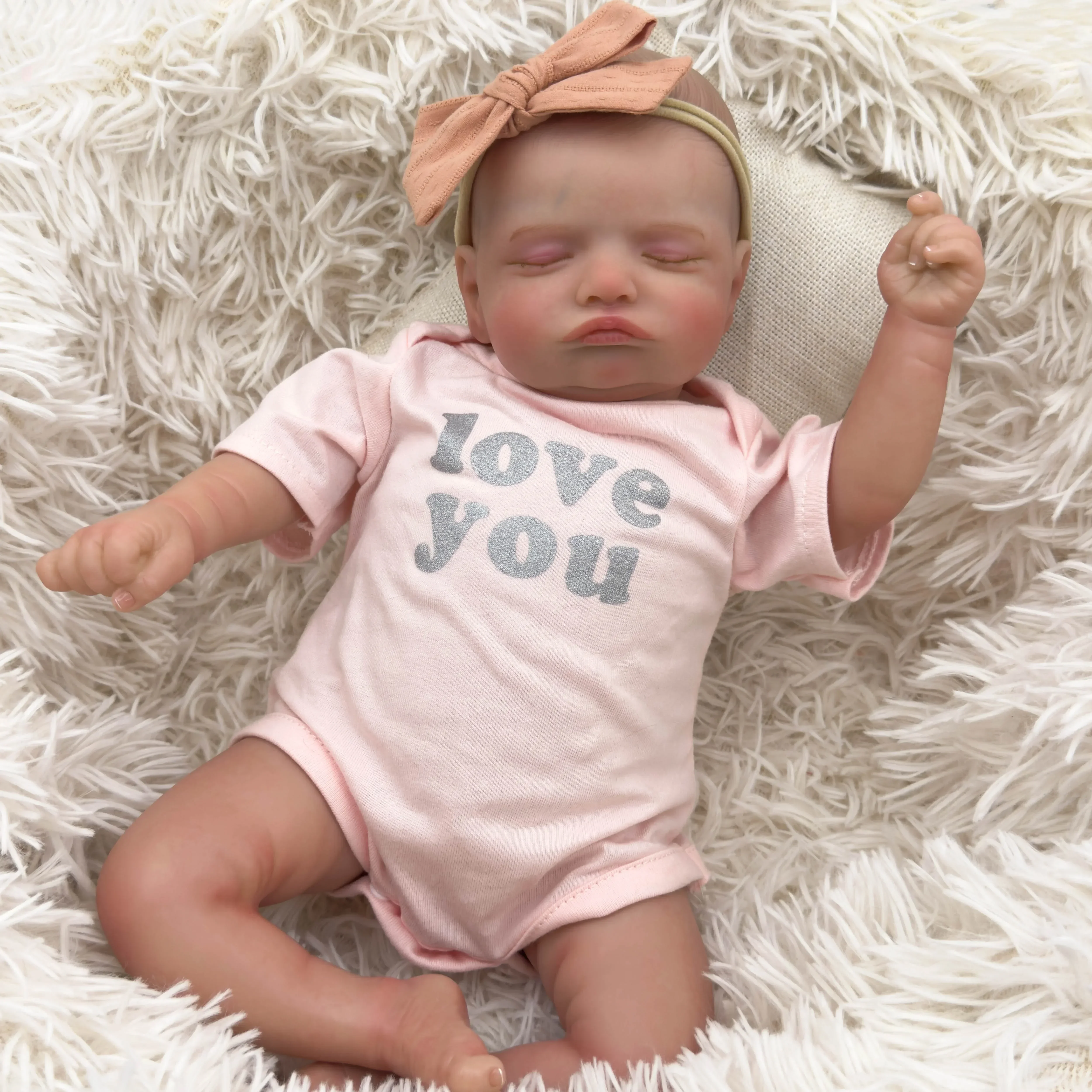 

45CM Already Painted Bebe Reborn Doll Rosalie Newborn Baby Size Sleeping Baby Doll Hand Genesis Painting 3D Skin muñecas bebes