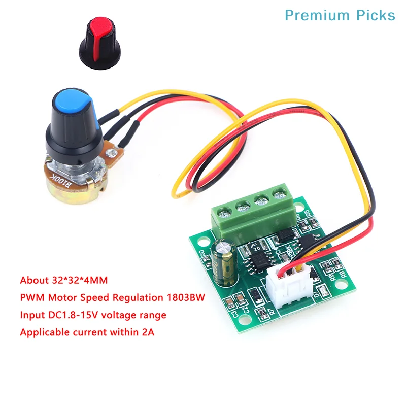 Adjustable Driver Board DC Motor Speed Controller PWM 1803BK 1.8V 3V 5V 6V 12V 2A Low Voltage Speed Regulator Control Module