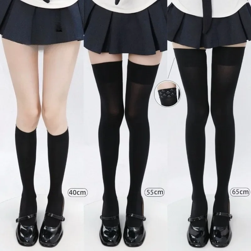 Kids Girls JK Lolita Velvet Socks Mild Compression Wide Cuff Stockings for Children，Cat Paw Silicone Anti‑Slip Particles