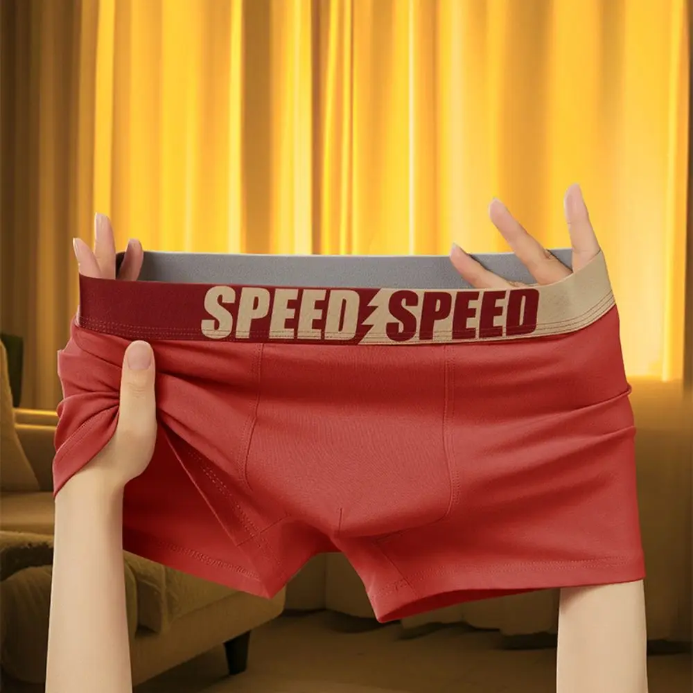 3PCS Comfortable Plus Size Men's Boxer Briefs Seamless Mid Waist Letter Printed Panties Elastic Lingerie Shorts Underpants Male