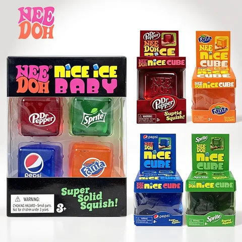 Needoh Nice Cube Schylling Needoh Nice Ice Baby 4 Pack Teenie Cube Fidget Relief Sensory Toy Cola Sprite Cube Squish Toy Maltose Non-toxic Gift