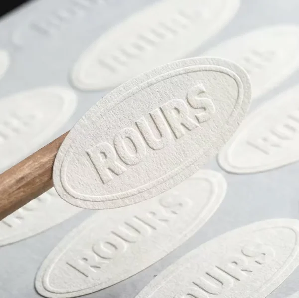 Customized special texture paper embossed stickers with various shapes for packaging and decoration