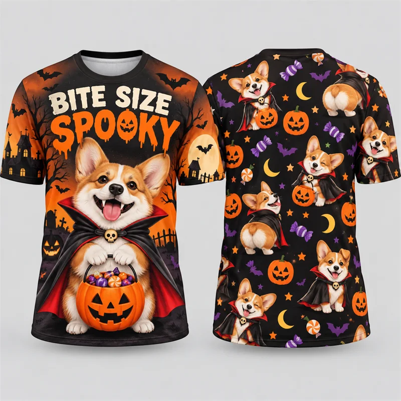 Cute Halloween Animal 3D Print T Shirt Men Women Chameleon Corgi Flamingo Koala Goat Penguin Hamster Owl Short Sleeve Party Tees