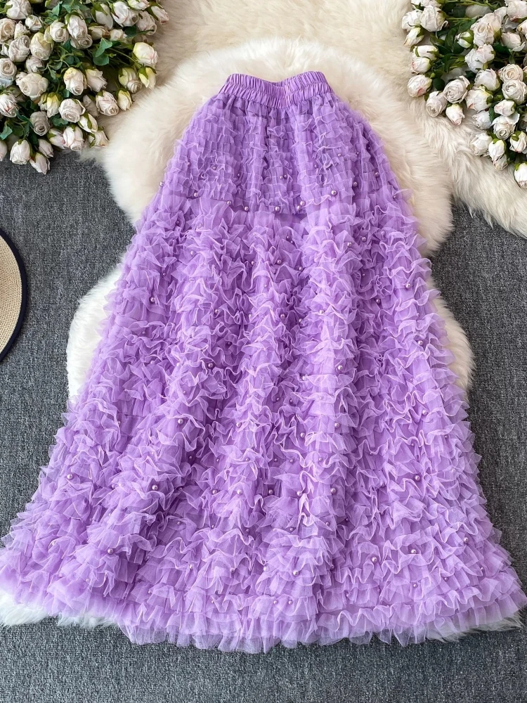 

Skirt Ethereal Design Heavy Beaded Cake Women 2026 Summer New Elegant Chic Romantic Flowy Gorgeous Very Fairy Long Skirts