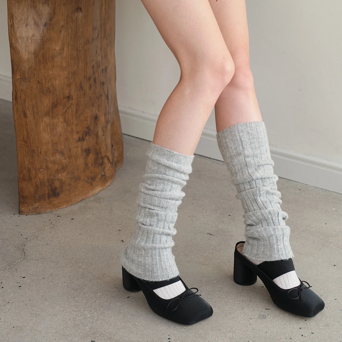 Wool Blend Knit Leg Warmers for Women Winter Warm Korean Y2K Ballet Style Slouch Socks Basic Design