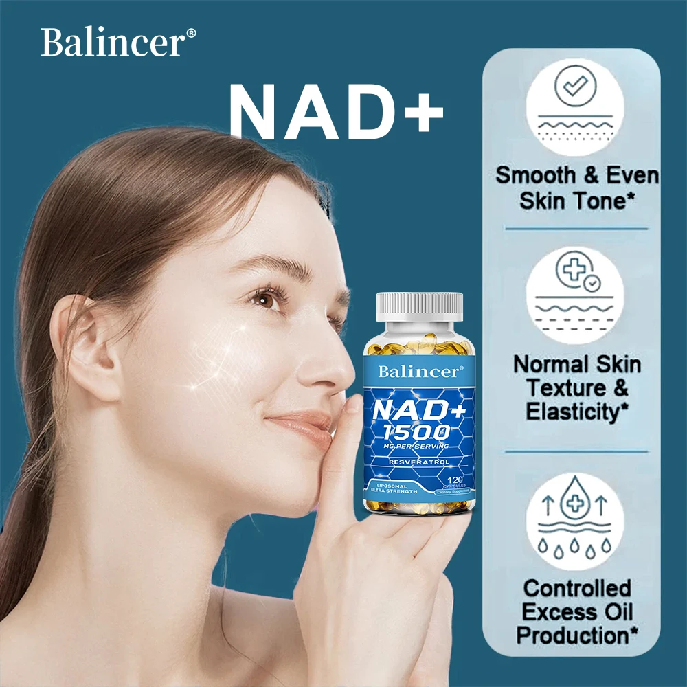 NAD+ Résveratrol Suppléments - Soutient la santé cellulaire, éclaircit la peau, améliore l'énergie, antioxydant, 120 capsules