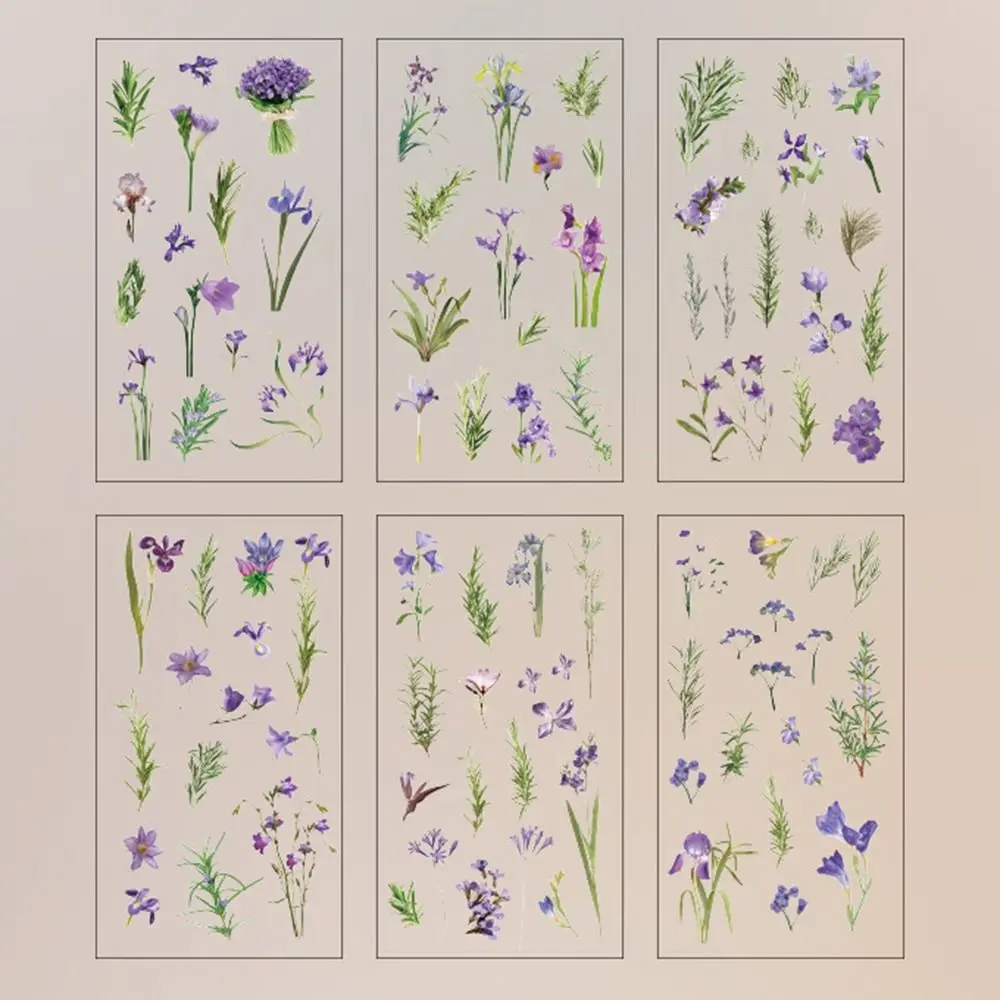 

6 pcs/pack Nature PVC Plant Flower Sticker Adhesive Vintage Scrapbook Stickers Hot Stamping DIY sticker