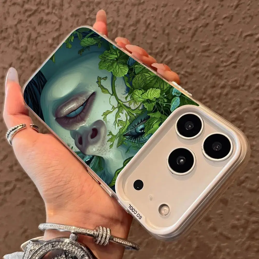 أنيمي فتاة تصميم جراب هاتف آيفون 17 16 15 14 13 12 11 برو/ماكس/بلس غطاء خلفي مقاوم للصدمات مضاد للبصمة