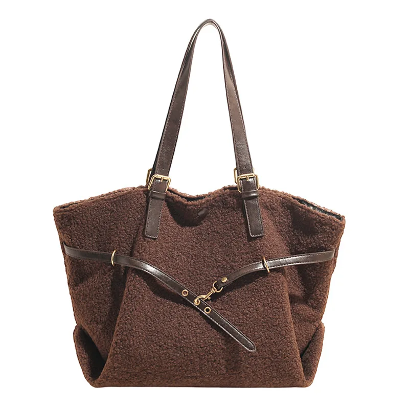 

Trendy Faux Fur Tote Bag for Women - Large-Capacity Retro Niche Street Style Armpit Bag, Versatile Commute Shoulder Bag