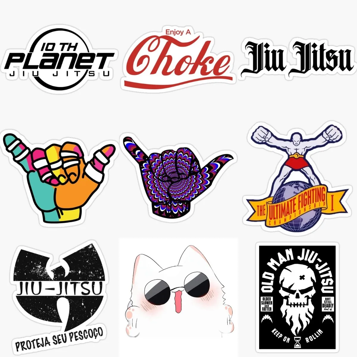 Jiu Jitsu Creative PVC Waterproof Stickers for Decorate Car Wall Van Suv Bicycle Room Table Helmet Motorcycle Off-road Fridge