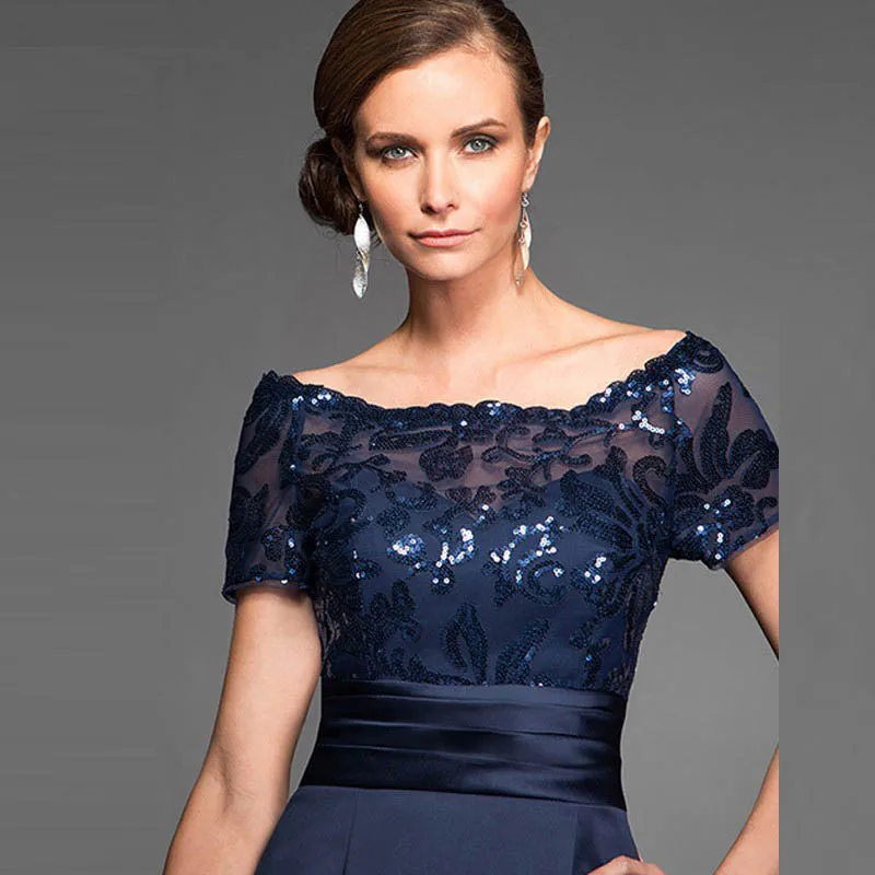 Robe de Cocktail Classique Bleu Marine à Paillettes, Zones Courtes, Quelles que soient les Manches, Longueur aux Genoux, pour ixde Mariage, en Solde, 2022