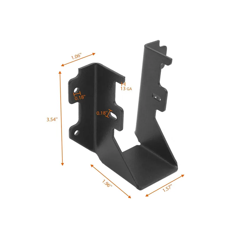 4-Piece Set of Black 2x4 Keel Hangers, Powder Coated 14 Gauge Steel Hurricane Tie Straps, Suitable for Floor and Ceiling Keel