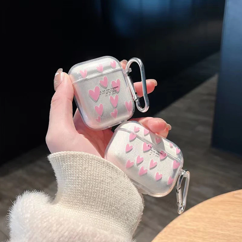 New For AirPods 4 Case Glitter Shiny Cartoon Soft Silicone Cover For AirPods 3 1 Pro 2nd Girls pink Heart Earphone Charging Box