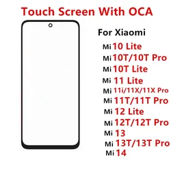Front Glass For Xiaomi Mi 14 13T 13 12T 11i 11X Pro 11T 10T 12 Lite Touch Screen LCD Display Out Panel Cover Repair Part + OCA