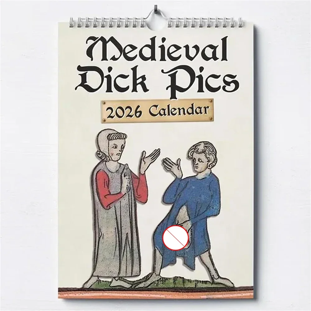 2026년 새해 달력 중세풍 장난스러운 창의적 추상적 무례한 달력 벽걸이 달력 장난 선물 (역사 애호가, 장난꾸러기용)