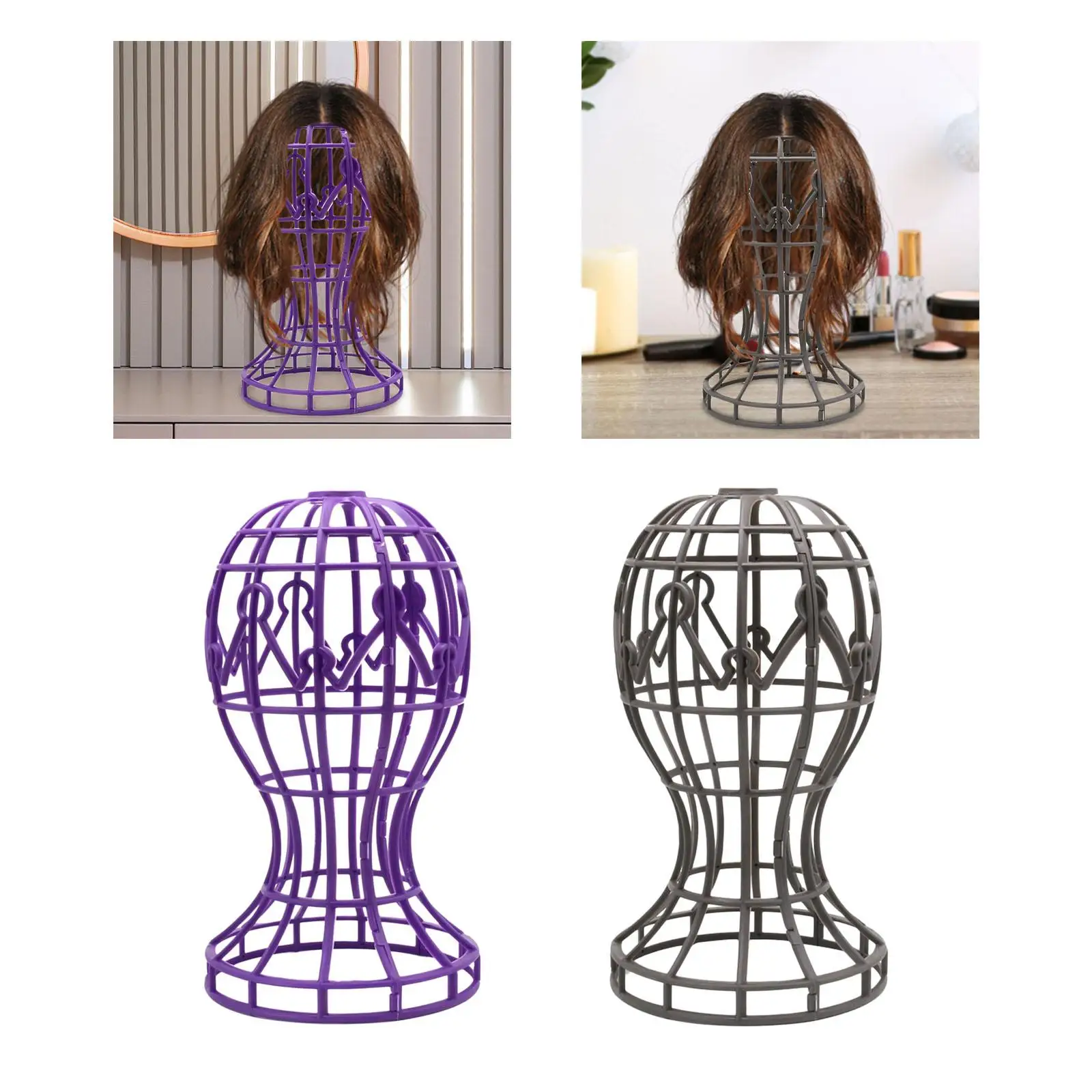 Wig Head Stand Foldable for Multiple Wigs Multifunction Wig Dryer Wig Holder
