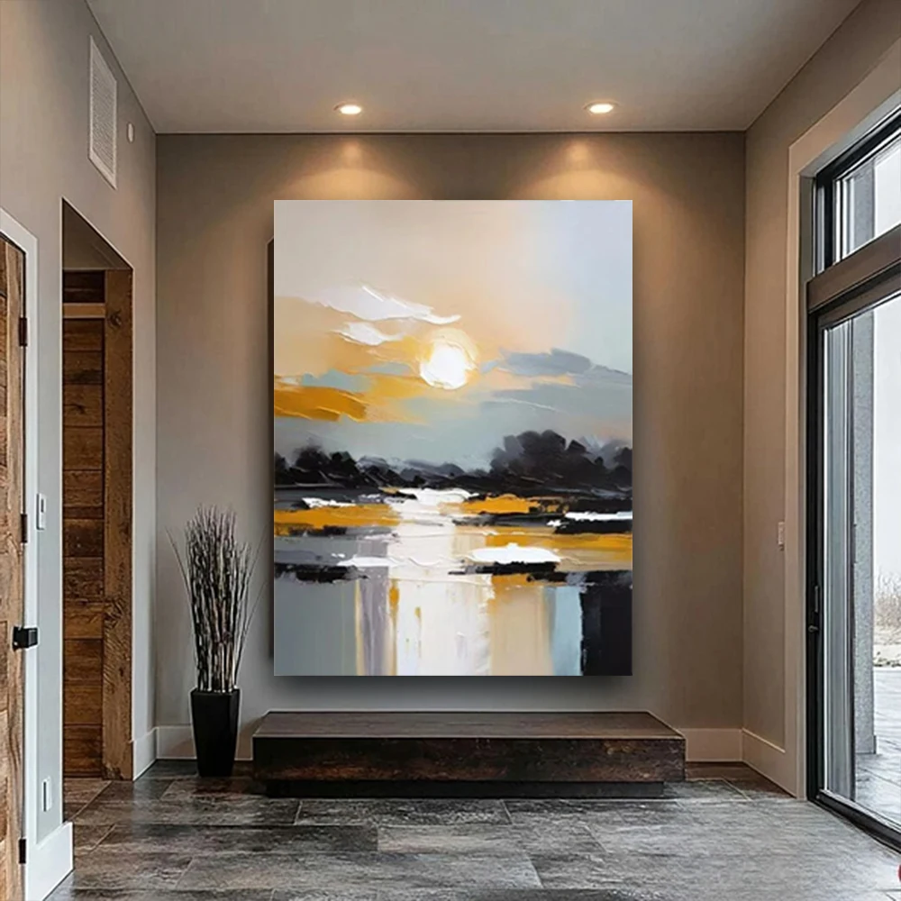 

100% Hand-Painted Knife Textured Tree Oil Painting On Canvas Mural Abstract Landscape Wall Art Paintings Decor Home Living Room
