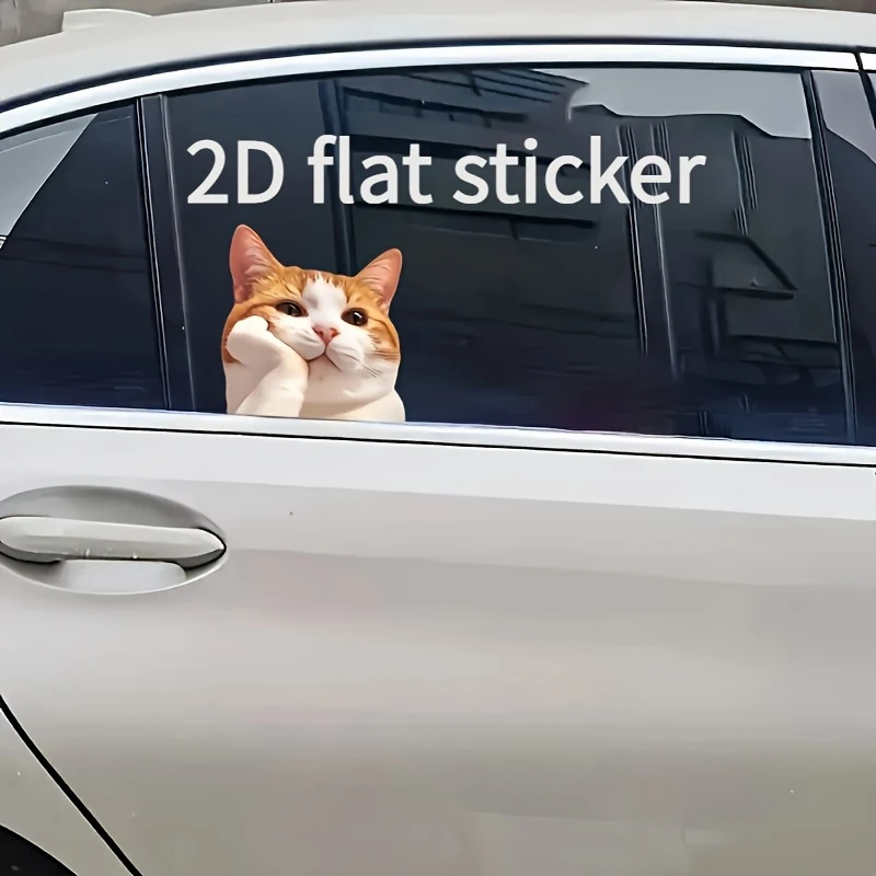 2D Flat Cartoon Cat Sticker；Suitable for Bumpers、Notebook—Unique Gift，Automobile Sticker