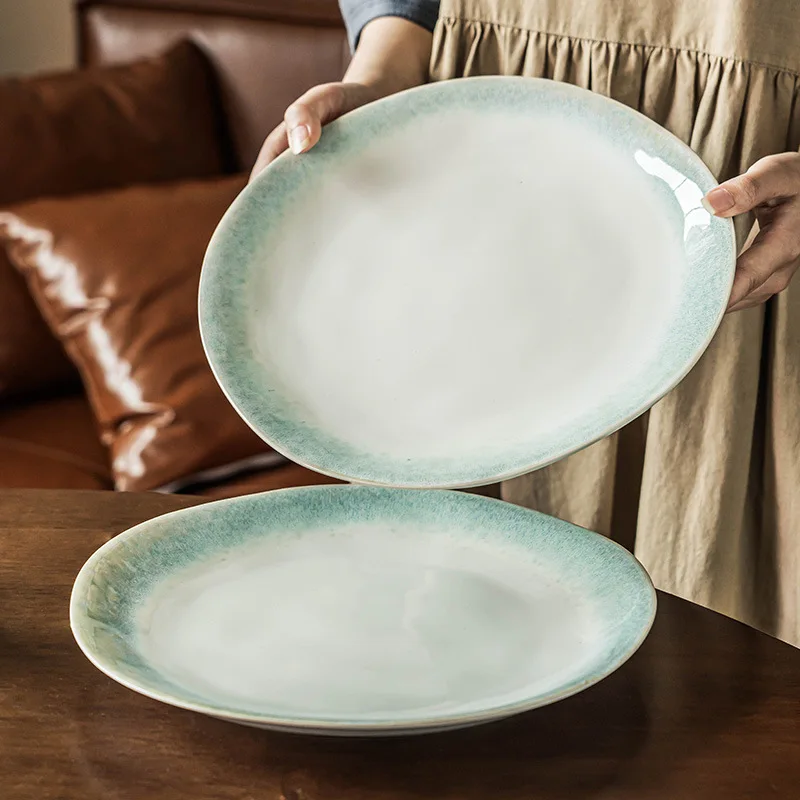 Stylish Gradient Steak Plate Irregular Ceramic Dish for Pasta Western Dining Tableware