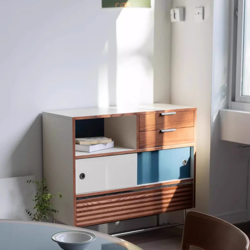 Niche design sense medieval Bauhaus color restaurant bookcase side cabinet storage