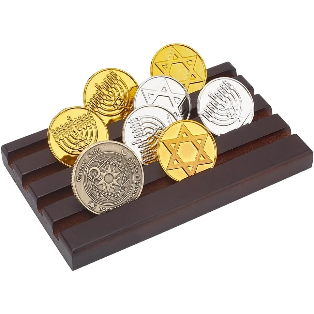 4-Slot Challenge Coin Holder Display, 5.91x3.54x0.59 Inch Wood Display Holder for Commemorative Coin Rectangle Coin Holder