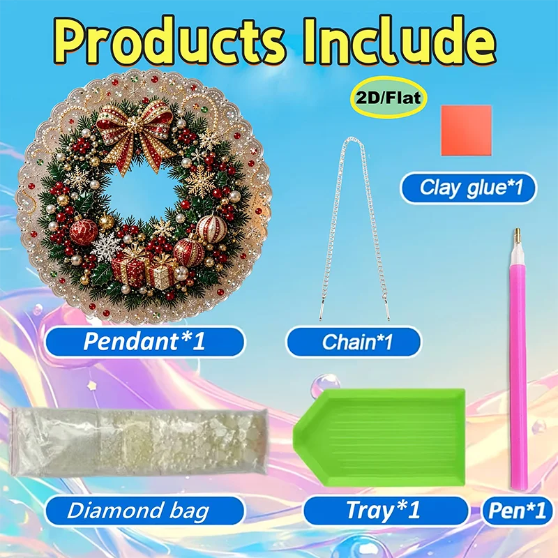 Perlen- und Diamant-Malerei DIY-Set, Weihnachtsanhänger Handarbeits-Set, kann als Heimdekoration verwendet werden, Feiertagszubehör – Detail 5