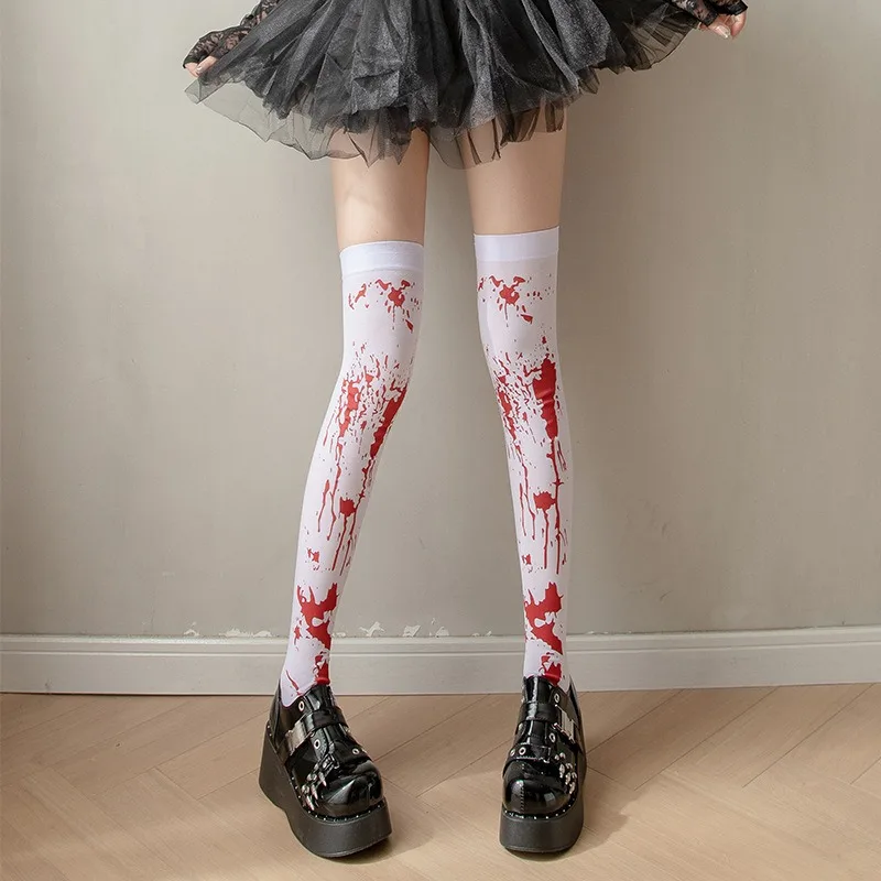 

1 пара новых чулок на Хэллоуин, длинные чулки JK, гольфы для вечеринки на Хэллоуин, длинные носки для девочек дьявола COS