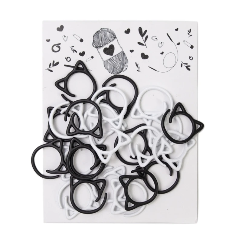 24Pcs Cats Shaped Stitching Markers Metal Cotchet Locking Stitching Markers Rings for Knitting Crocheting Craft Dropship