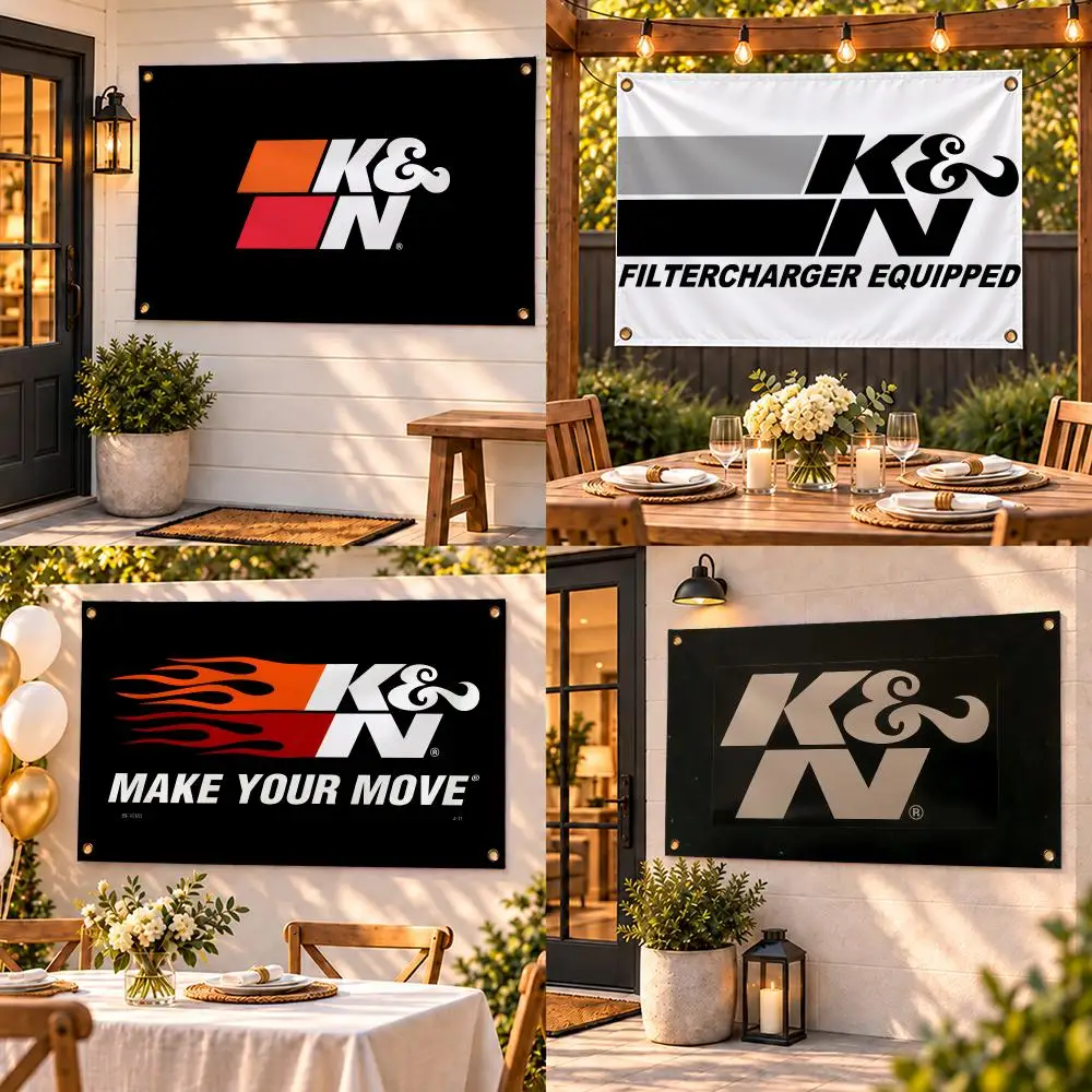 K-K&N E-Engineering Flags Custom Wall Hanging Background Art Banner for Bedroom Home Living Room Outdoor Decor