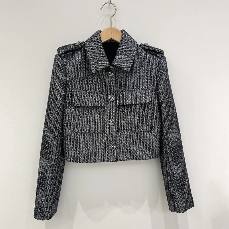 Woman clothingy2kAutumn and Winter Mixed Color Workwear Woven Tweed Short Women coat2024Hips mini skirts piece sets women outfit