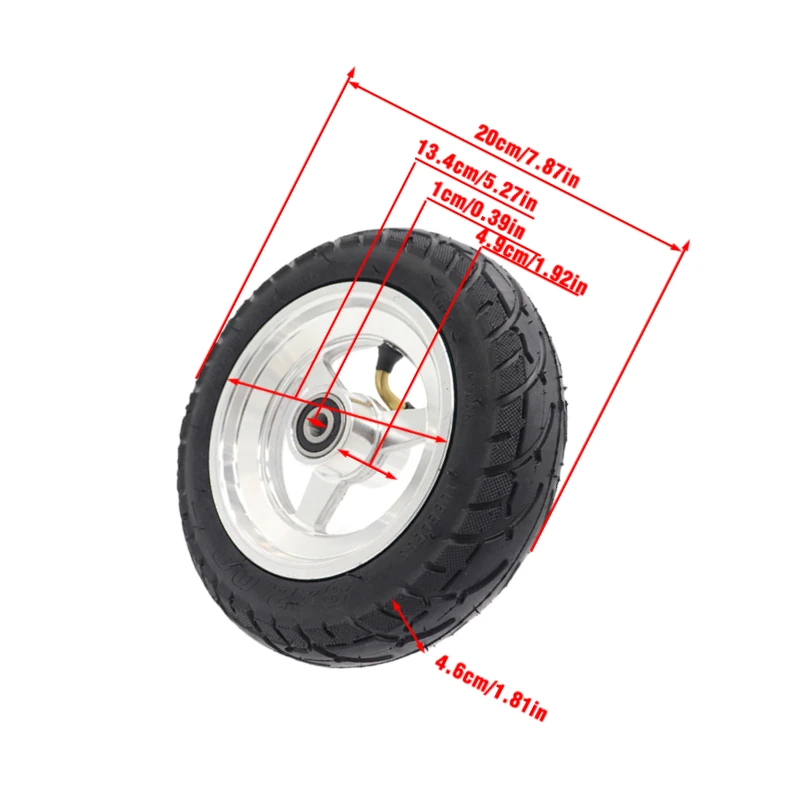 8x2.00-5 Pneumatic Scooter Wheels Featuring M10/12 Bolt Pattern for Easy Installation