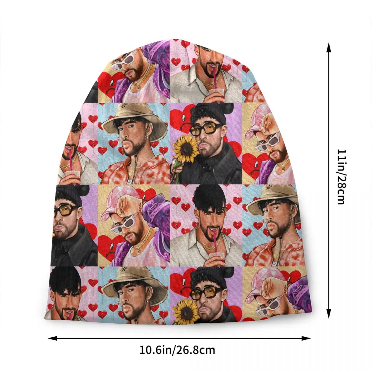 Custom Heavy Metal Punk Bad B-Bunnyes Bonnet Hat Knitted Hat Fashion Unisex Adult Anime Winter Warm Beanies Cap