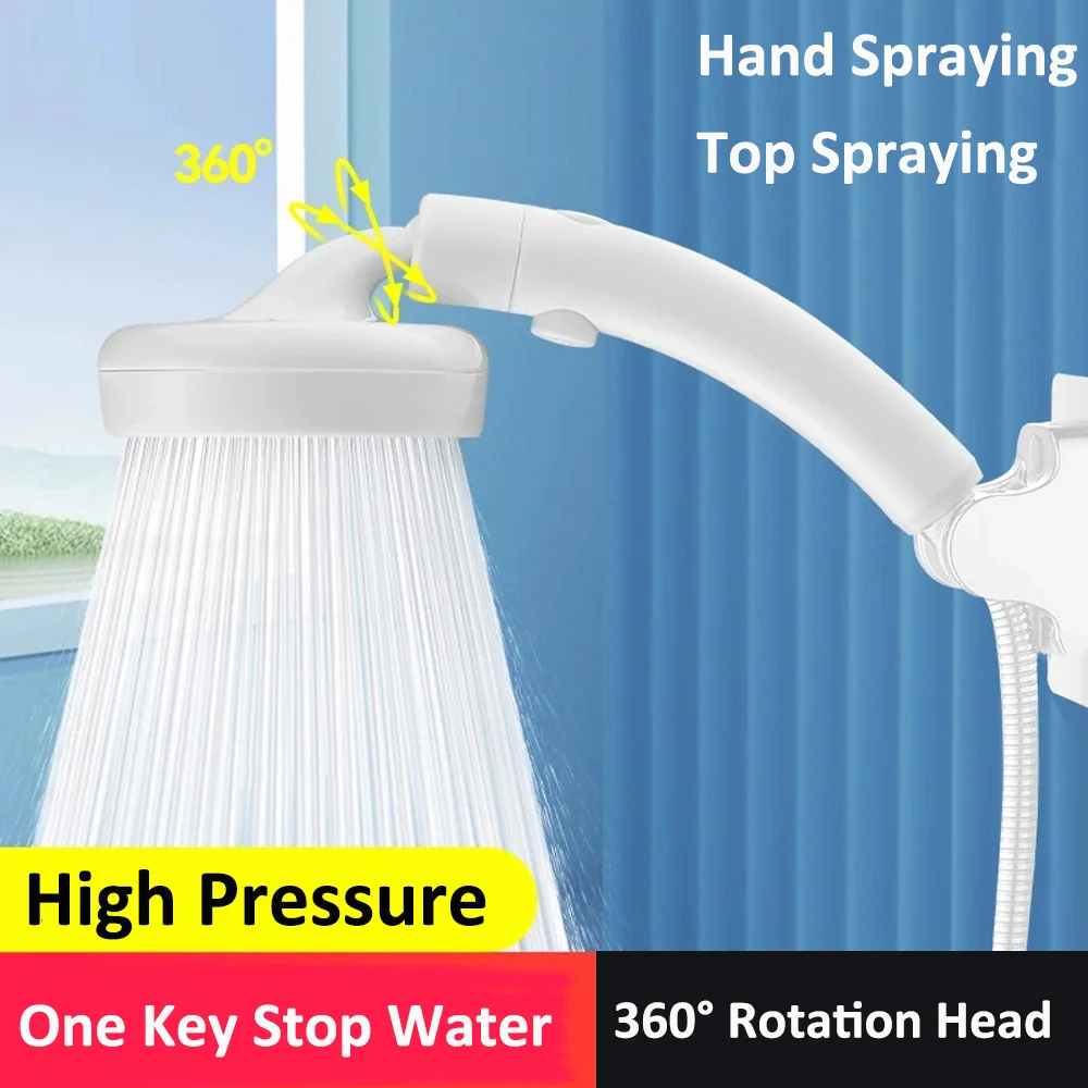 

Насадка для душа с кнопкой остановки, душевая насадка высокого давления, вращающаяся на 360 градусов, регулируемая насадка для душа, смеситель, аксессуары для ванной комнаты