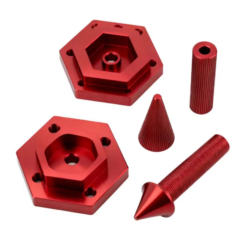 CNC Machining 4/5 Axis milling Turnning Service Red Anodized Customized Aluminum Turning Milling Industrial Service Parts