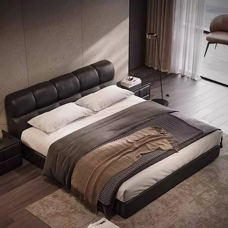 Style European Double Bed Frame Designer Loft Full Size Double Bed Home Queen Sleeping Lit Deux Place Furniture For Bedroom