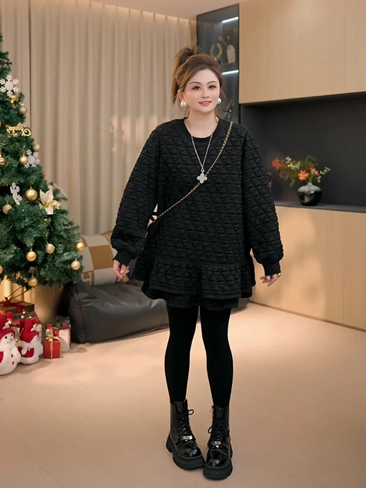 

plus Size Faion Set for Girls with Cotton Bubble Pattern Top And f Skirt Two-Piece Suit Sugar Cube Design Casual ...