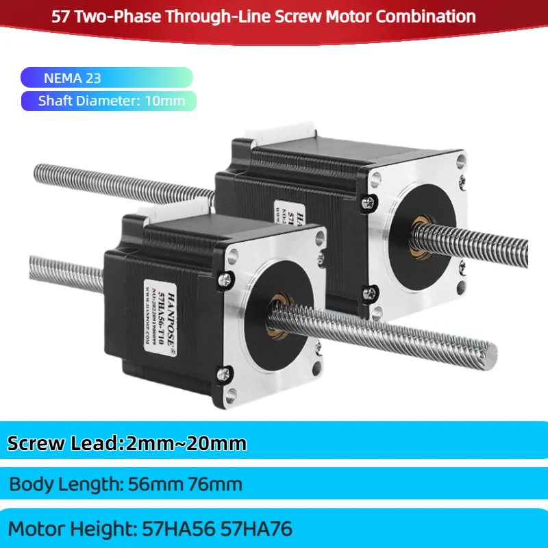 

57 Through-through linear trapezoidal screw stepper motor 57HS56 57HS76 NEMA 23 suitable for telescopic adjustable motor