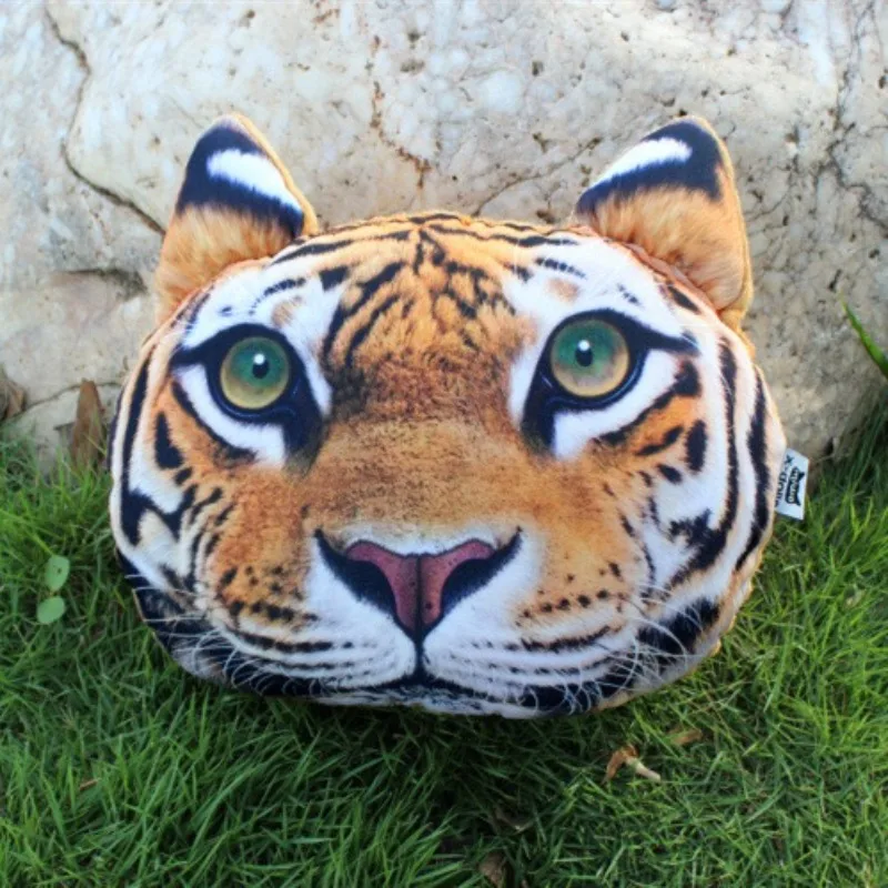 30*25cm Creative 3D Animal Cat Dog Head Plush Toys Car Seat Neck Rest Cushion Headrest Pillow Deco