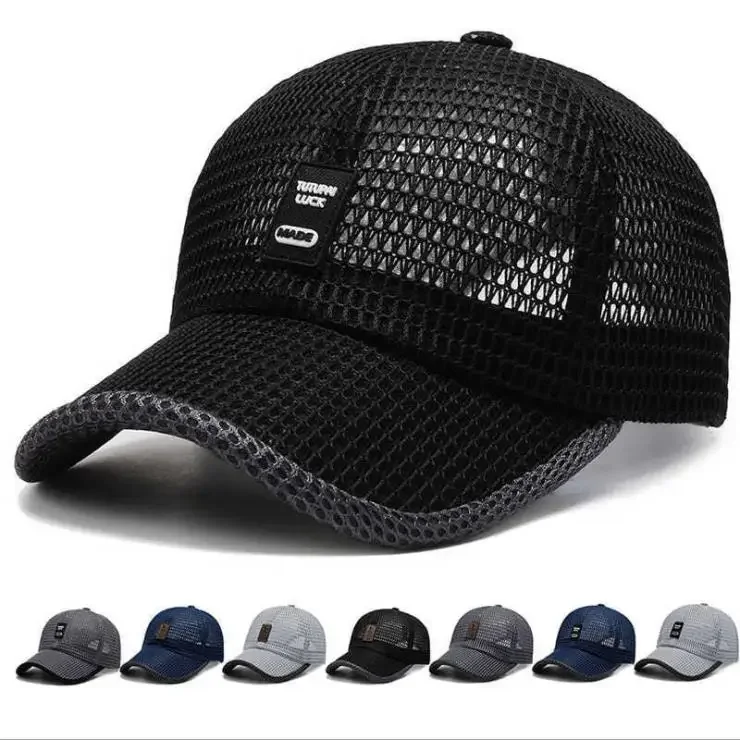 

2024 Men's Mesh Baseball Cap Breathable Summer Caps Dad Hat Outdoor Fishing Hats Bone Gorras Snapback Trucker Cap