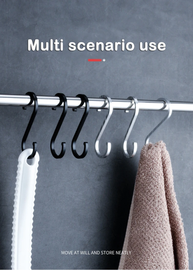 12pcs S Hook Kitchen Organizer Pot Rack Garden Hanging Clasp Bags Clothes Towel Closet Rod Hanger Hooks S-Shape