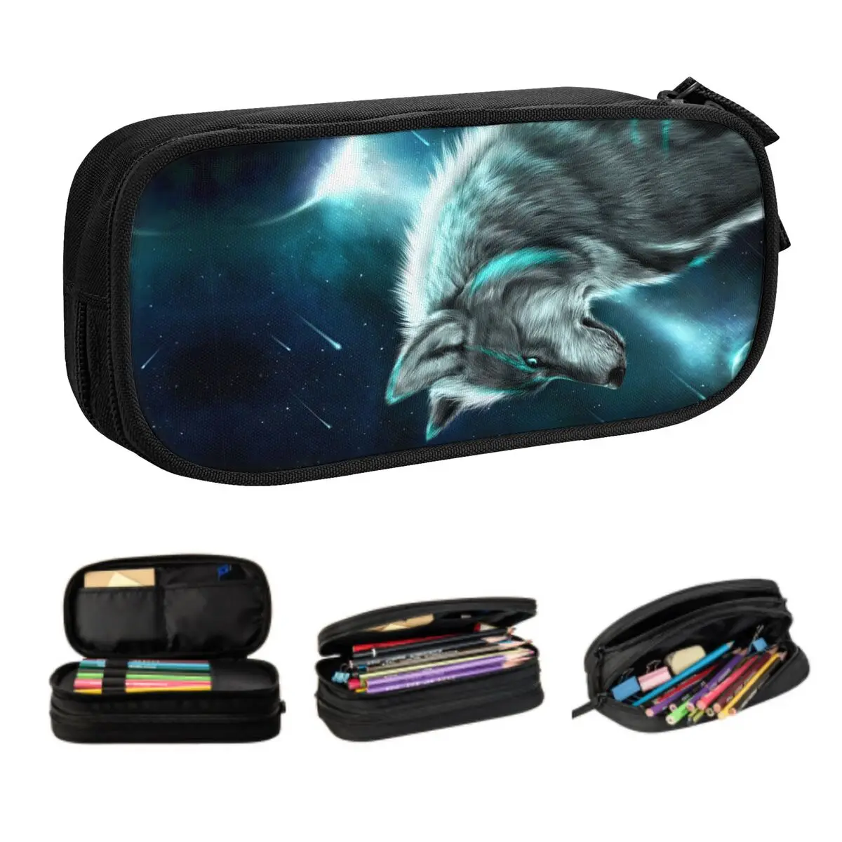 

Custom Kawaii Animal Wolf Pencil Cases for Girls Boys Large Storage Pen Box Bag Stationery