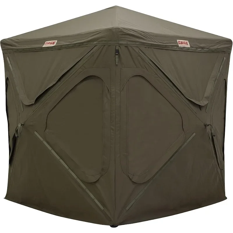 Permanent Hunting Blind Tower and Accessories Easy Assembly Durable Rigid Framework Pop-Up Hub System All-Weather Fabric 3Person