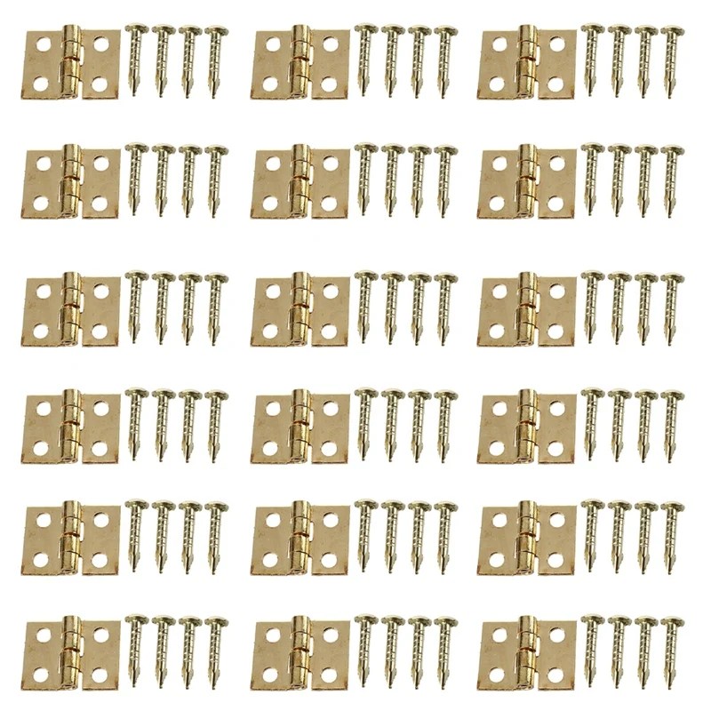 200PCS Mini Hinges Dollhouse Hinges Metal Hinges 1/12 Toy Room Miniature Furniture Cabinet Closet