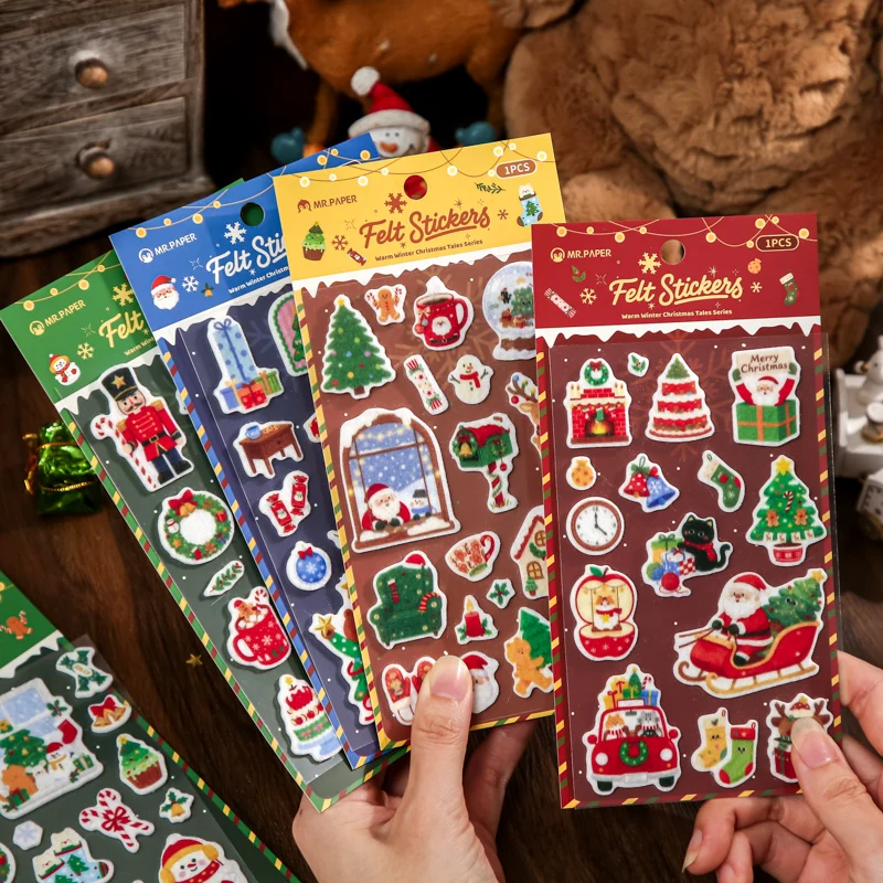 TIANZI Merry Christmas Adorable Cartoon Santa Claus Aesthetic Stationery Stickers DIY Decor for Journals Phone Cases Backpacks