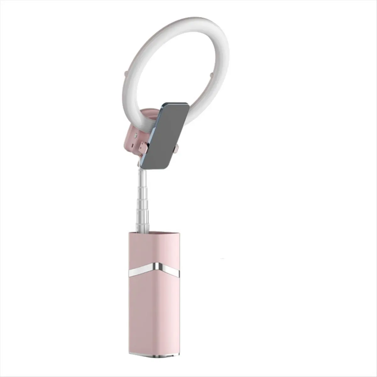 AABFK 10 Inch Mini Portable LED Ring Fill Light Tripod Desktop Adjustable Remote Control Lamp for Live Streaming Pink