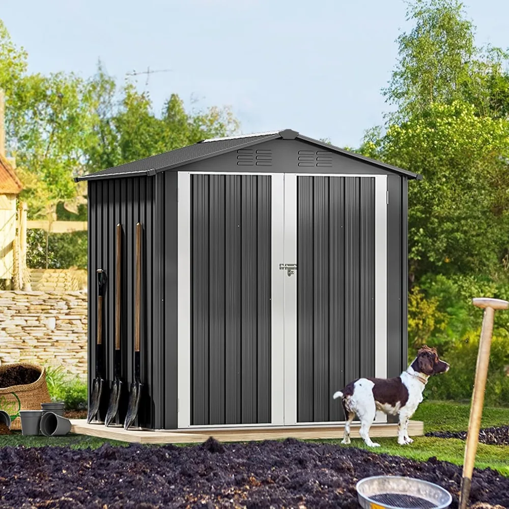 

6x4ft Metal Outdoor Storage Shed,Large Heavy Duty Tool Sheds with Lockable Doors&Air Vent for Backyard Patio Lawn to Store Bikes