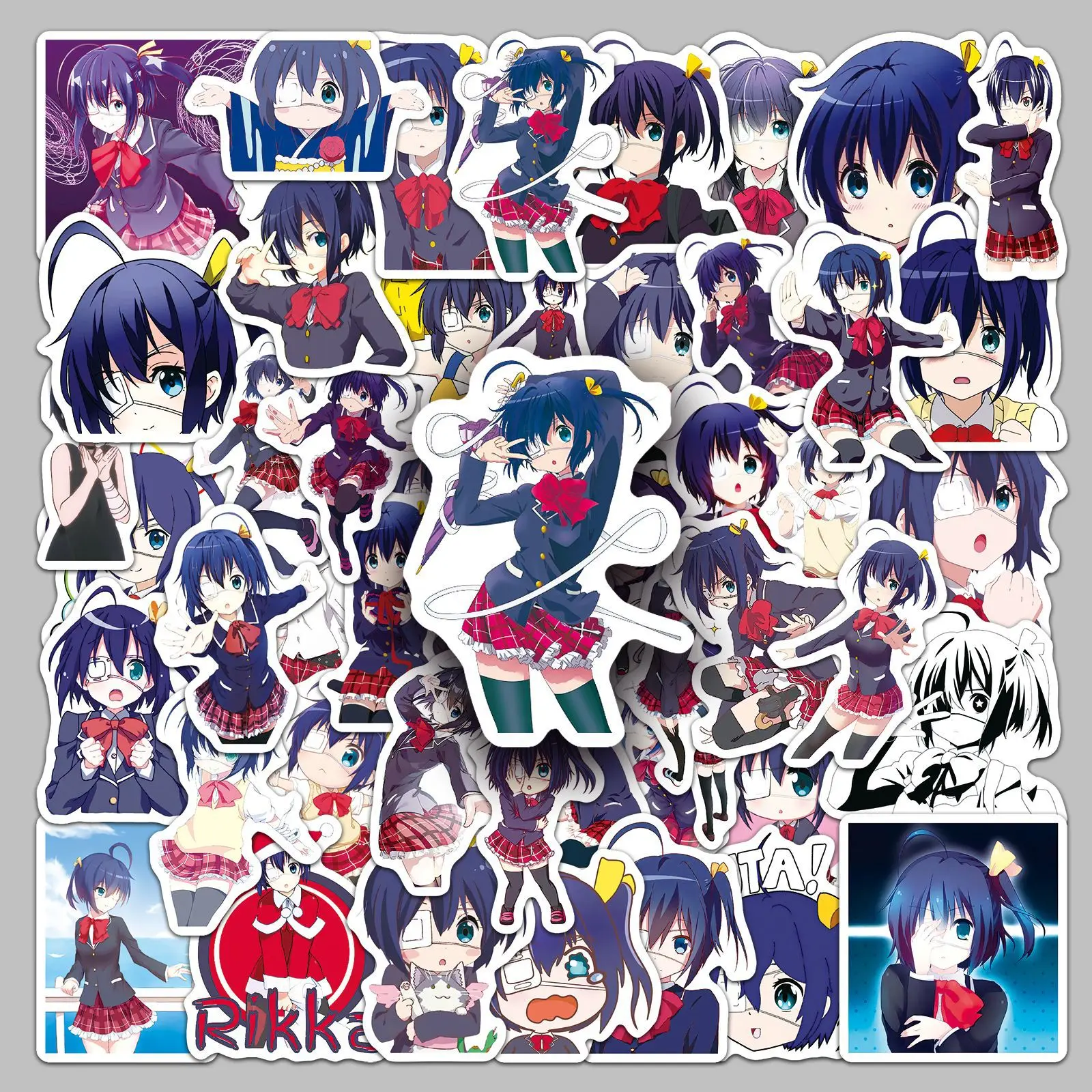 50pcs Anime Takanashi Rikka Japanese Character Merch Cute Waterproof DIY Decor Stickers for Notebook