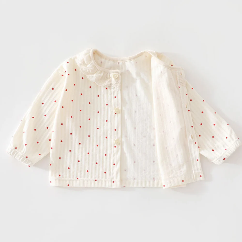 Baby Clothing Sets Lace Dot Print Spring Summer Long Sleeve Tops Pants Two Piece Cotton Newborn Infant Girl Outfits