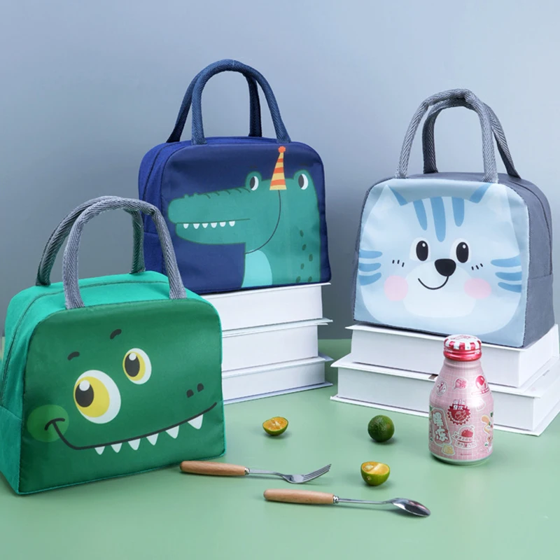 Cartoon Cute Fresh Cooler Lunch Bag For Children Aluminum Thermal Oxford Lunch Box Waterproof Nylon Portable Zipper Food Hangbag