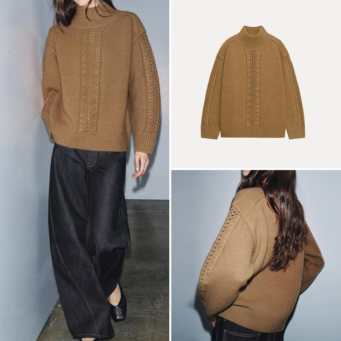 

Z Women's Faionable Long Sve Knitwear Stand Collar Trendy All-Match 2025 New Arrival Loose Fit Casual Wear